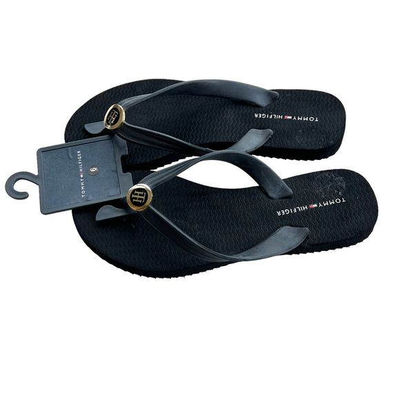 🎉HP🎊Tommy Hilfiger Black Flip Flops Black Size 6 - Picture 5 of 8